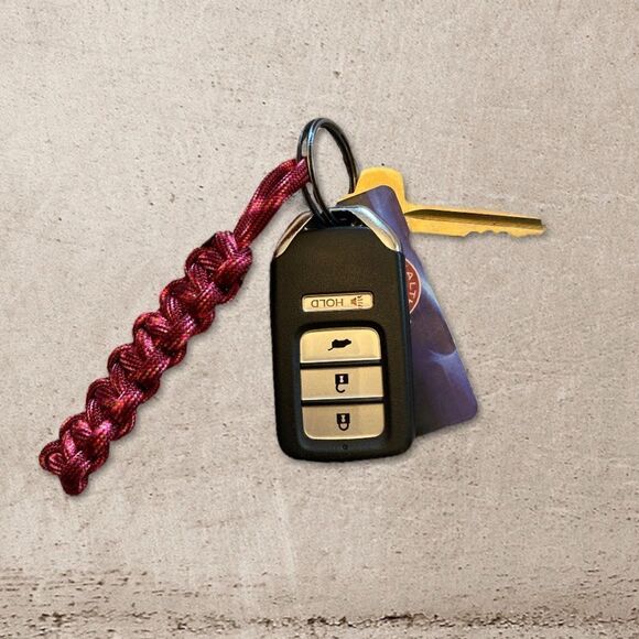 Paracord Keychain Bright Pink NEW Hiking Sporty Handmade USA - Picture 5 of 10